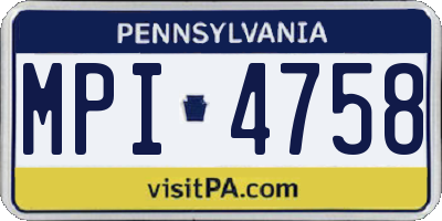 PA license plate MPI4758