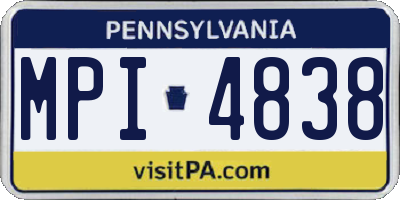 PA license plate MPI4838