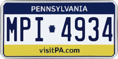 PA license plate MPI4934