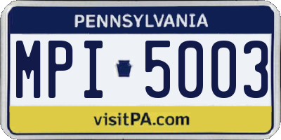 PA license plate MPI5003