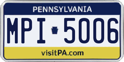 PA license plate MPI5006