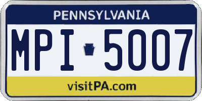 PA license plate MPI5007