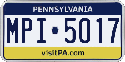 PA license plate MPI5017