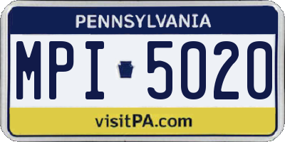 PA license plate MPI5020