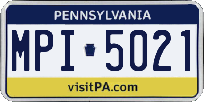PA license plate MPI5021