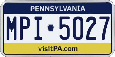 PA license plate MPI5027