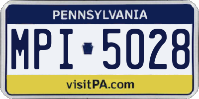 PA license plate MPI5028