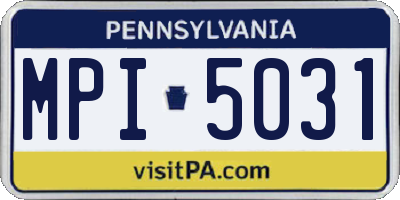 PA license plate MPI5031