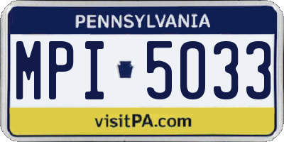 PA license plate MPI5033