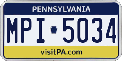 PA license plate MPI5034