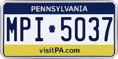 PA license plate MPI5037
