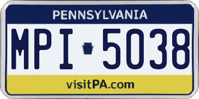 PA license plate MPI5038