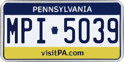 PA license plate MPI5039