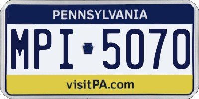 PA license plate MPI5070