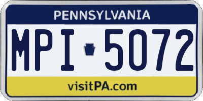 PA license plate MPI5072