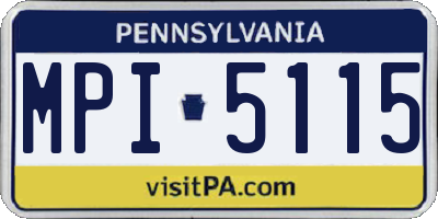 PA license plate MPI5115