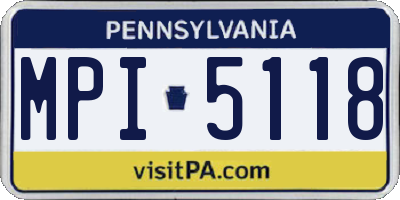 PA license plate MPI5118