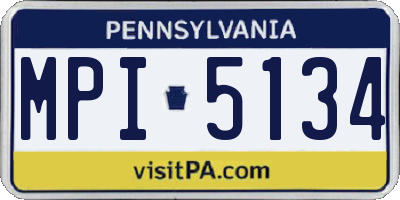 PA license plate MPI5134