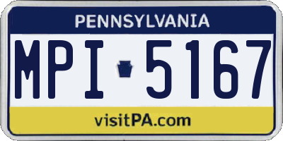 PA license plate MPI5167