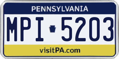 PA license plate MPI5203