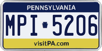 PA license plate MPI5206