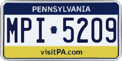 PA license plate MPI5209