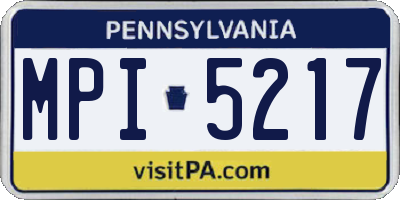 PA license plate MPI5217