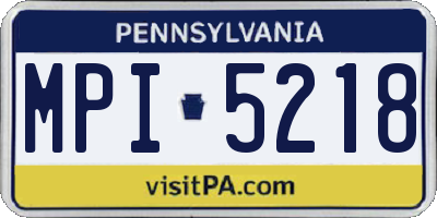 PA license plate MPI5218