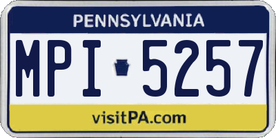 PA license plate MPI5257