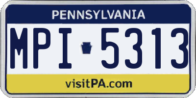 PA license plate MPI5313