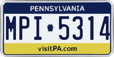 PA license plate MPI5314