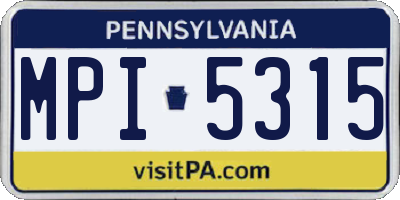 PA license plate MPI5315