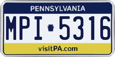 PA license plate MPI5316