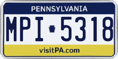 PA license plate MPI5318
