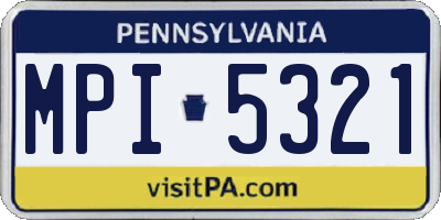 PA license plate MPI5321