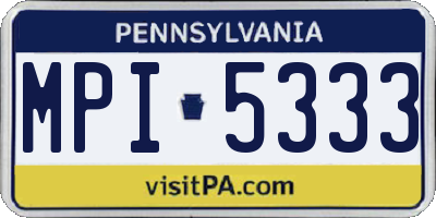 PA license plate MPI5333