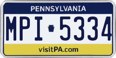 PA license plate MPI5334