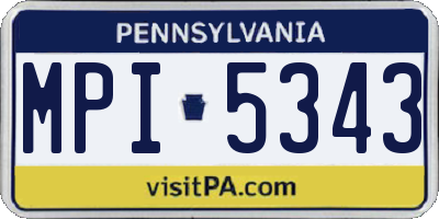 PA license plate MPI5343