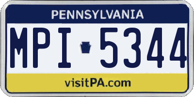 PA license plate MPI5344