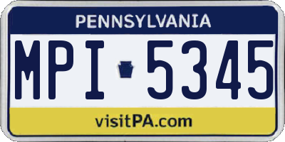 PA license plate MPI5345
