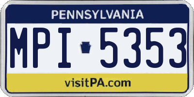 PA license plate MPI5353