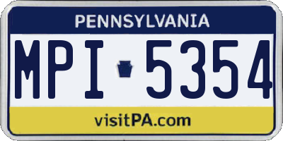 PA license plate MPI5354