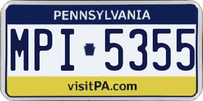PA license plate MPI5355