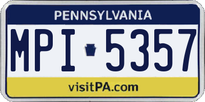 PA license plate MPI5357