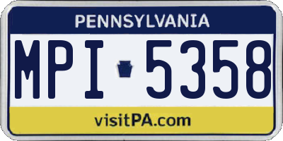 PA license plate MPI5358