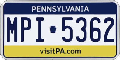 PA license plate MPI5362