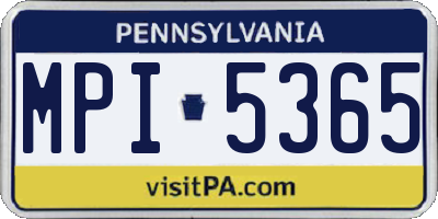 PA license plate MPI5365