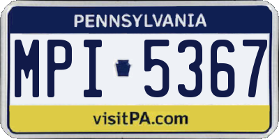 PA license plate MPI5367