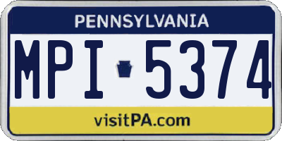 PA license plate MPI5374
