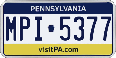 PA license plate MPI5377